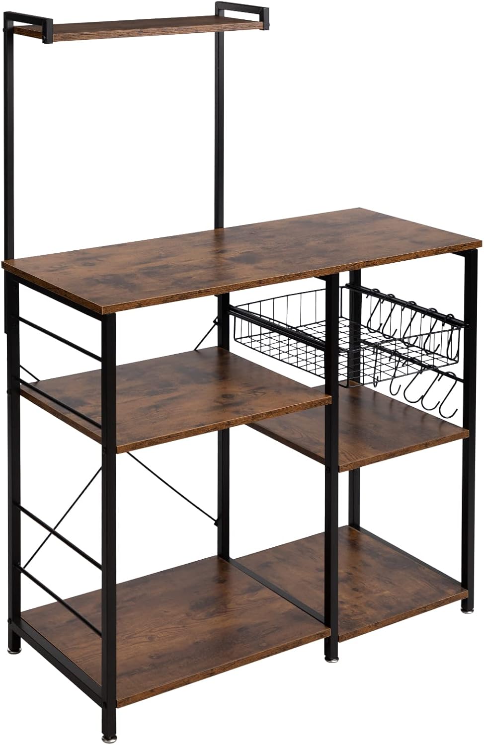 ALIMORDEN Metal Kitchen Baker Rack, Wooden Microwave