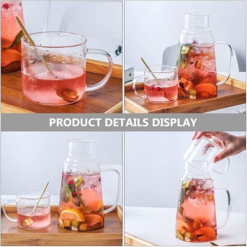 Miniatura 6 de DOITOOL Jarra de agua de gran capacidad, olla de agua fría, hervidor de vidrio estriado, hervidor de jugo de frutas, resistente al calor, fácil de