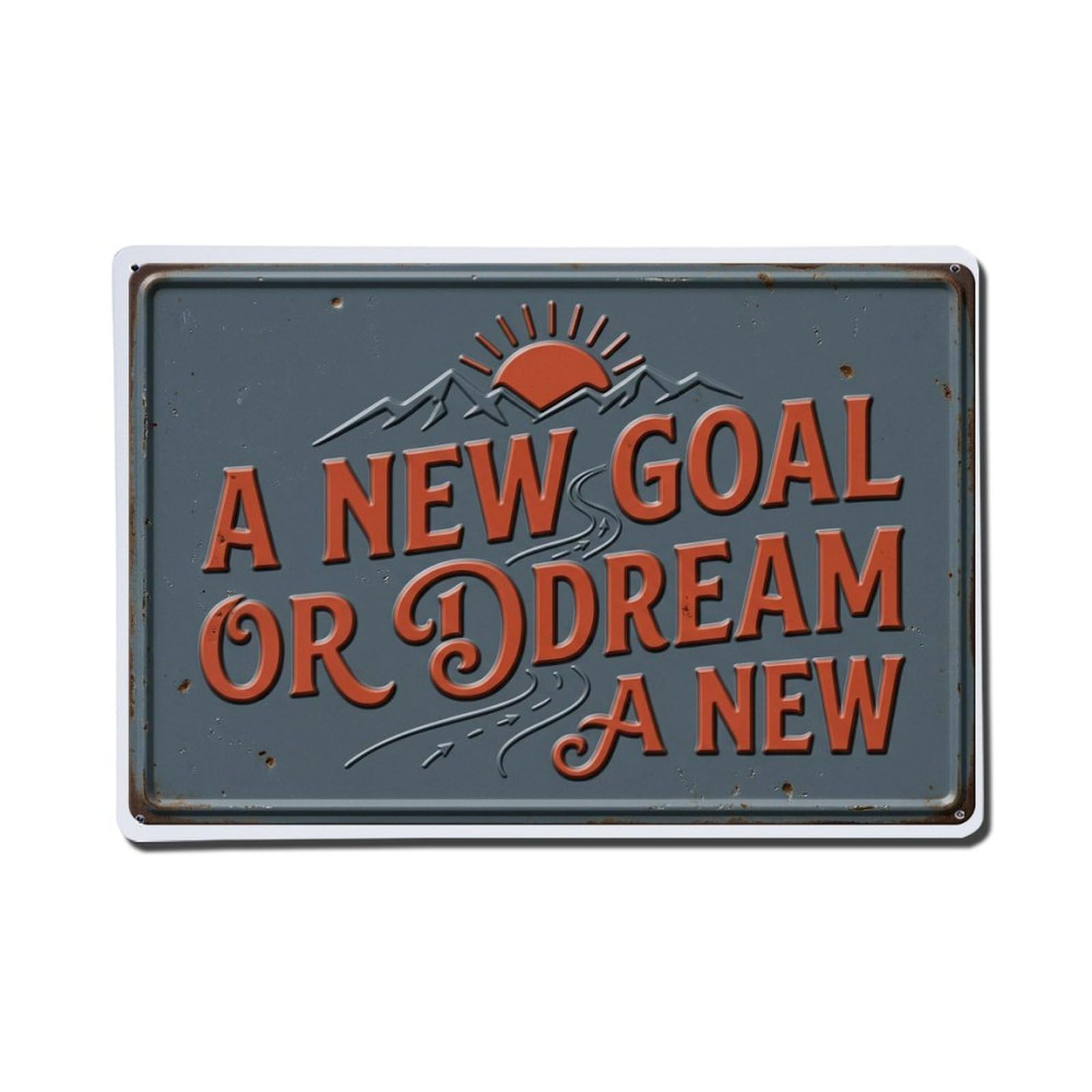 New Goals Ahead Room Retro Motivational Slogans Metal Tin Sign Plaque Wall Decor for Cafe, Club Bar, Office, Home Garden Metal Poster 8x12Inch