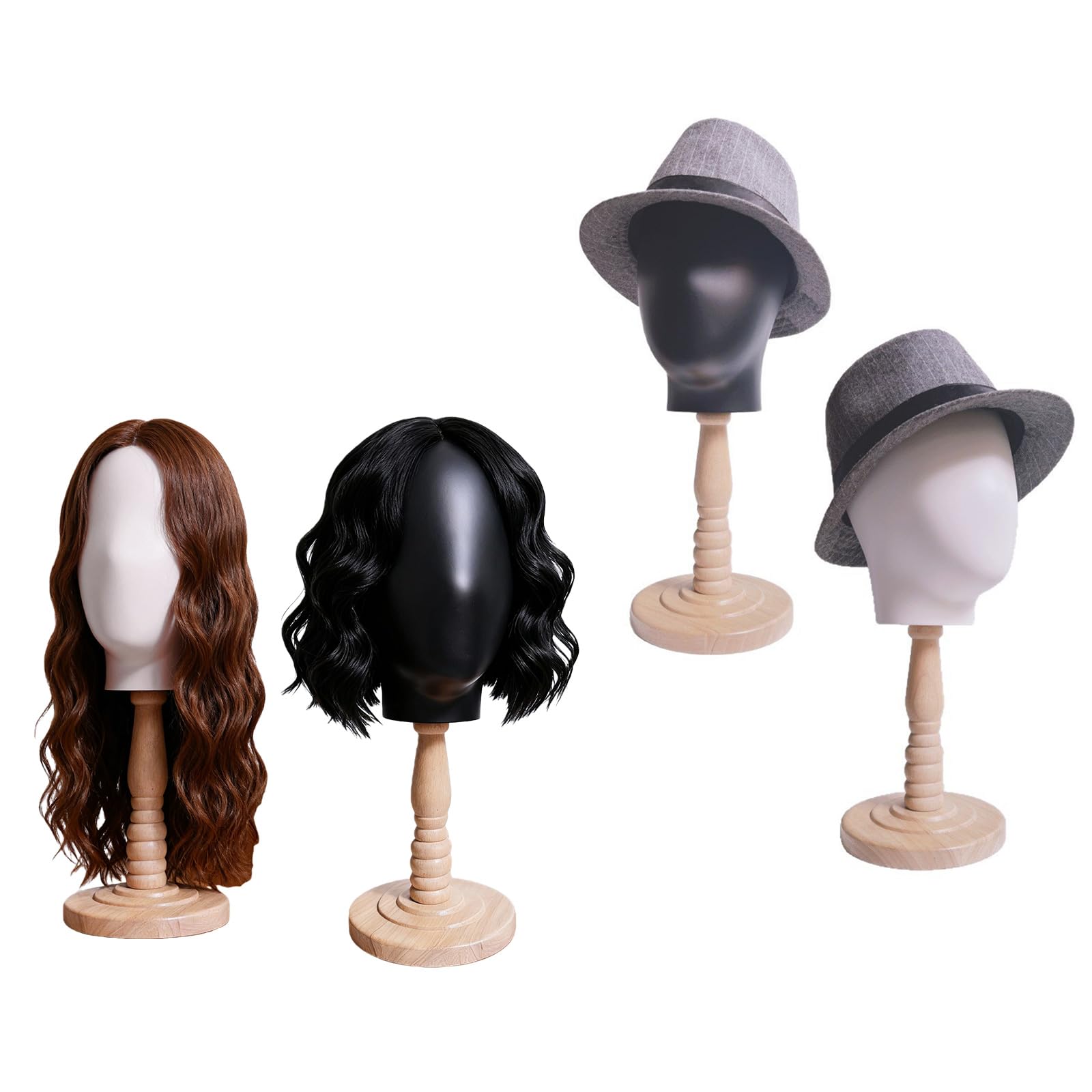 Einfach zu montierende Haarpflege Organizer mit Holzsockel und Kunststoffrahmen für Mützen und Schals, Haarteil Aufbewahrungs Organizer für den Salon
