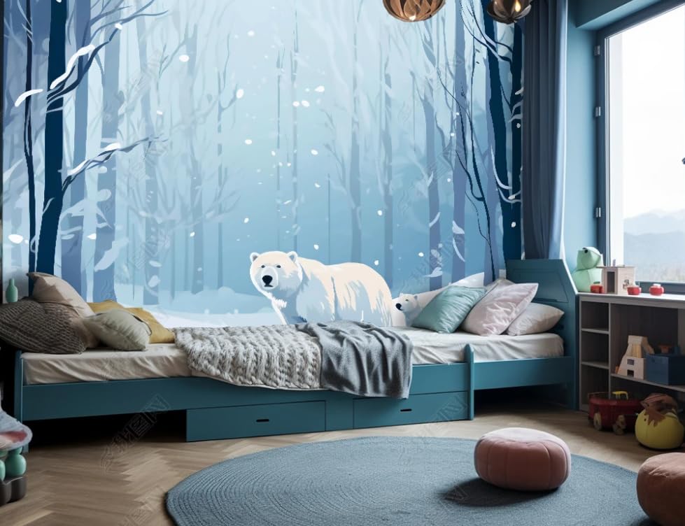 Papier peint intissé ours blanc masquage défauts muraux XXL
