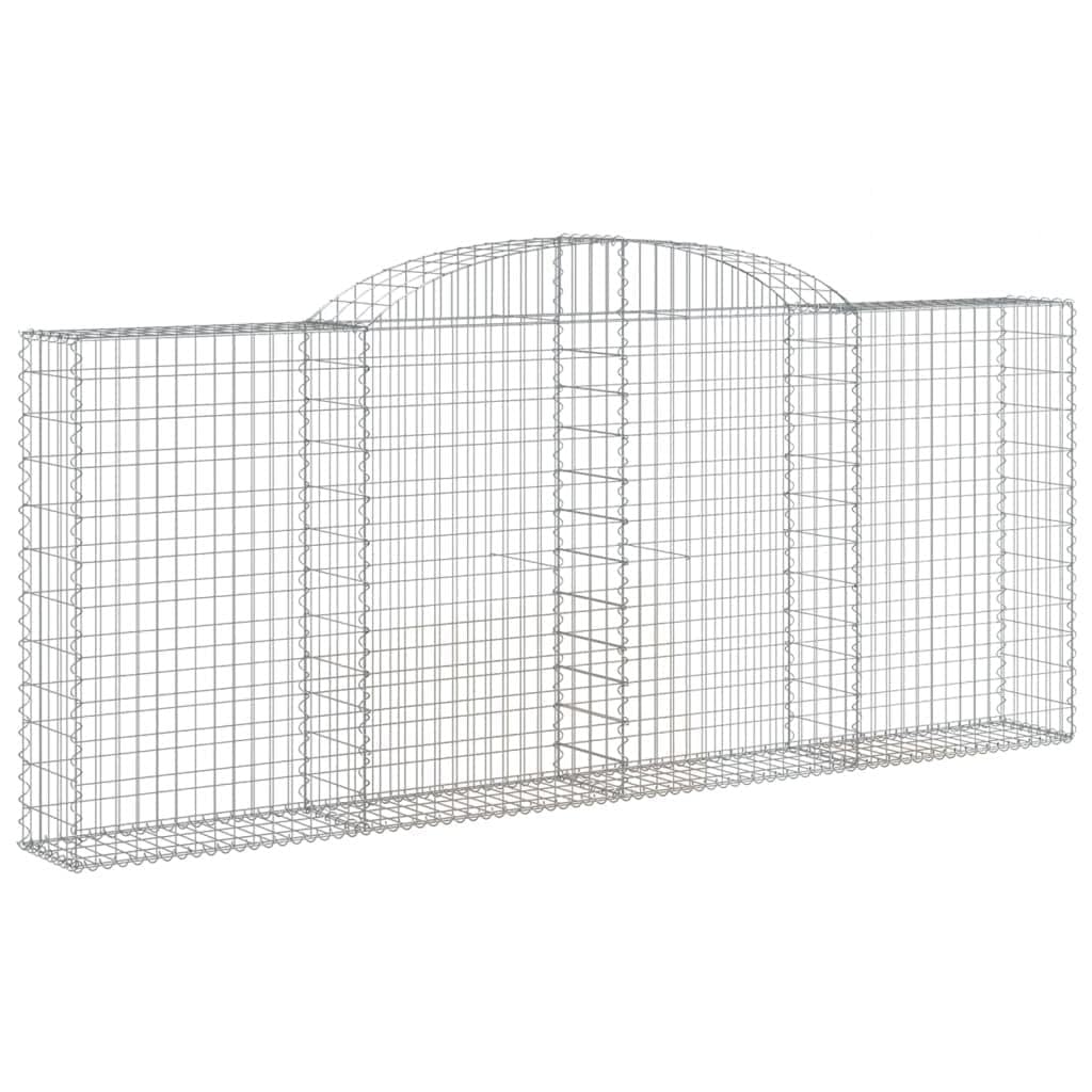 2 gaviones con arco, 300 x 30 x 120/140 cm, hierro galvanizado para barreras de jardín y protección visual como pared decorativa con aislamiento acústico de alambre resistente