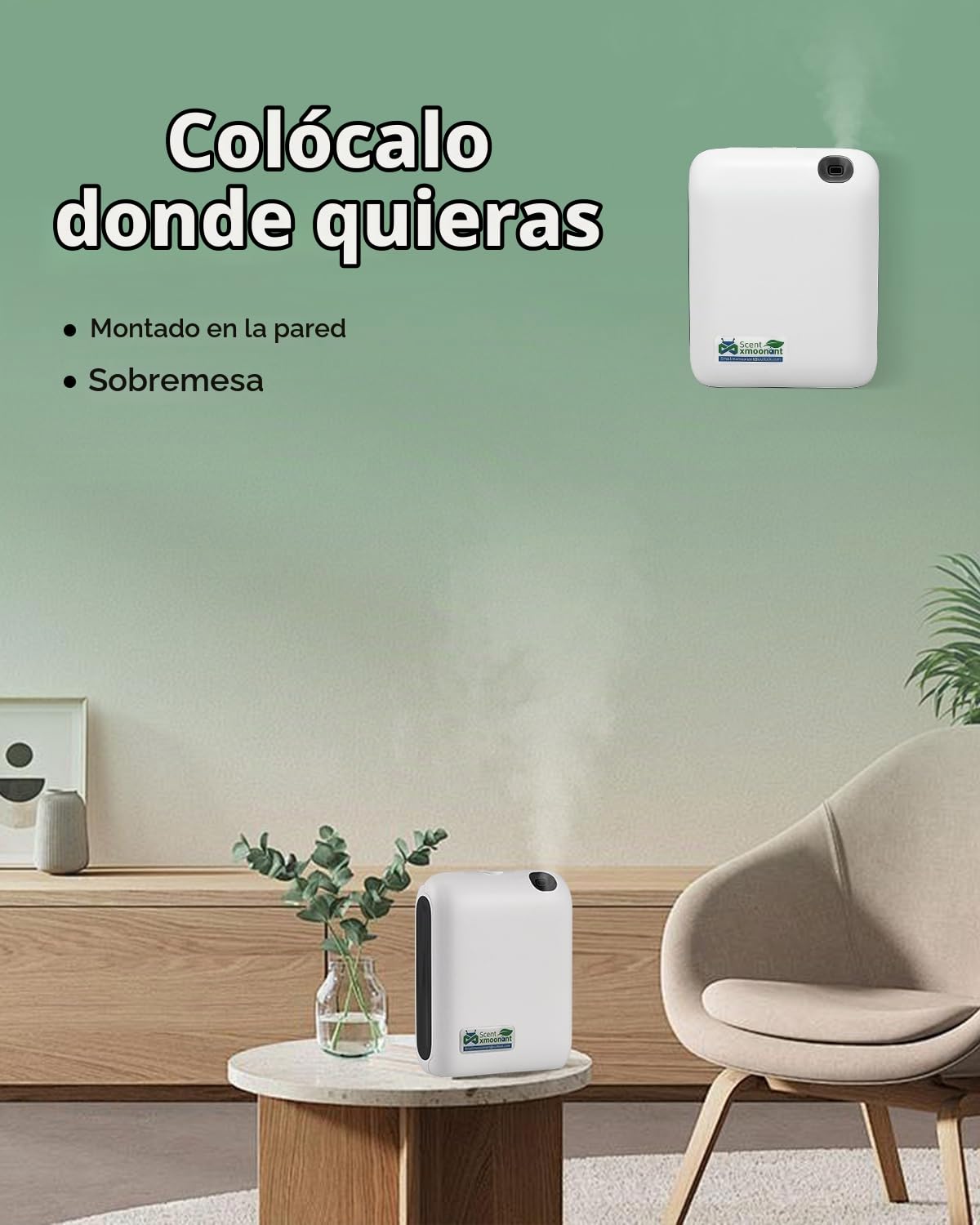 Mxmoonant Difusor de Aceite Esencial sin Aguacon con Niebla Fría, Que Cubre 60-100㎡, Botella de Aceite de 200ml, de Pared, App Control&Timer, para Habitación Grande, Hotelaria, Restaurante