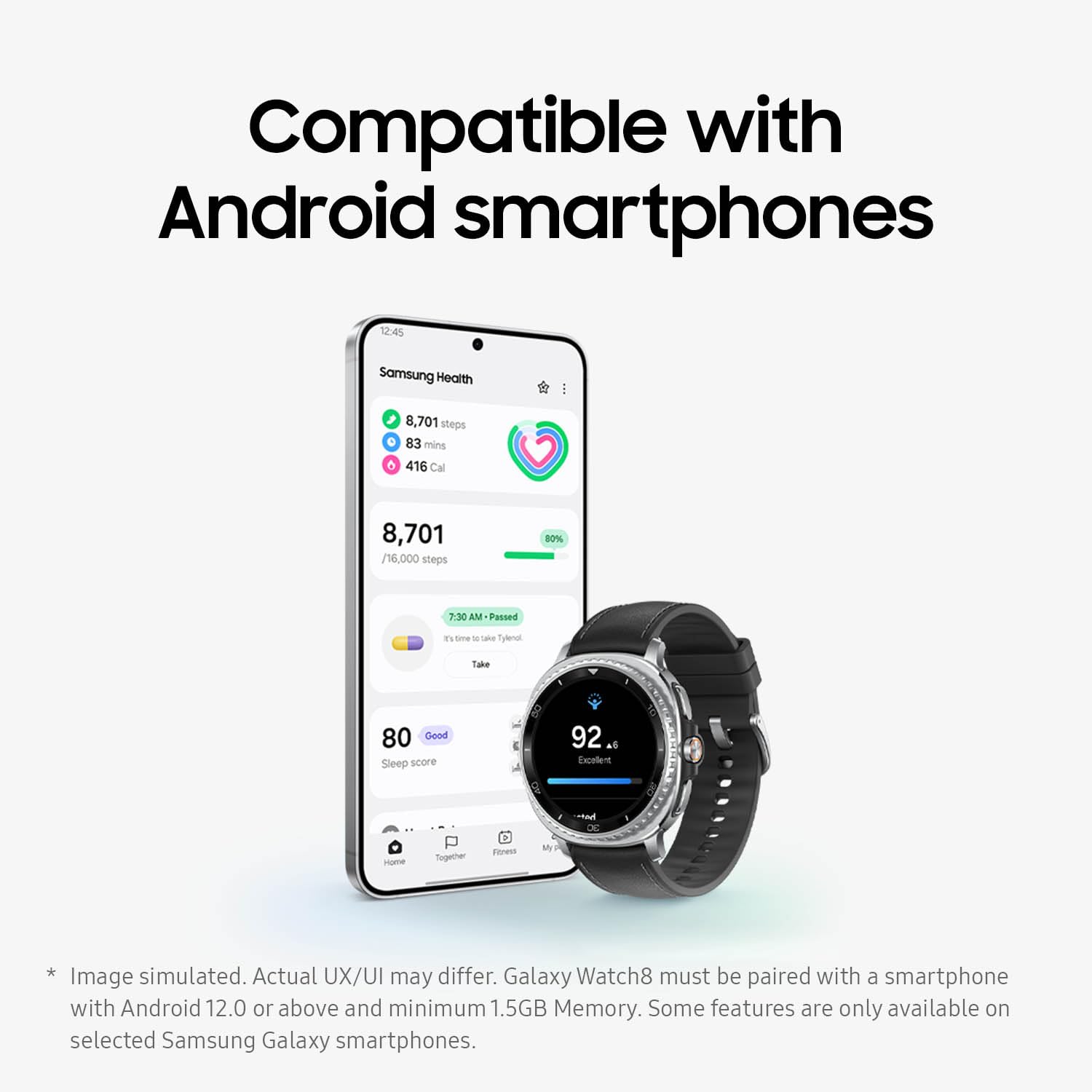 Samsung Orologio intelligente Galaxy Watch8 classico, 46 mm, bianco, Bluetooth (versione CAD e garanzia) - Assistente AI (Gemini), Allenamento del sonno, Monitoraggio fitness