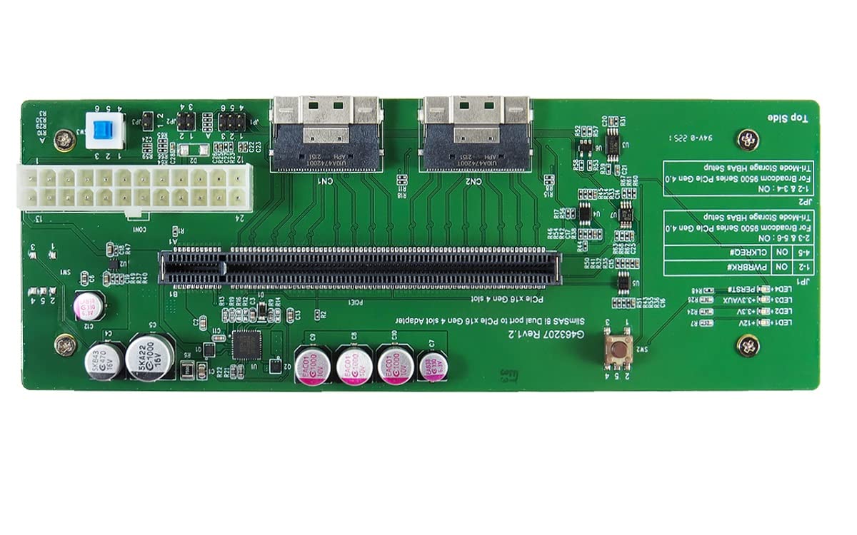 SlimSAS 8i Dual Port to PCIe x16 Slot Adapter PCIe 4.0 - High-Speed Data Transfer, SlimSAS 8i to PCIe 4.0 Adapter for Storage Expansion and System Upgrades - Reliable and Durable Design