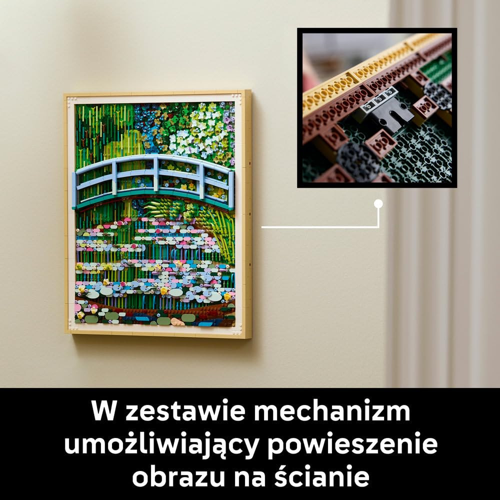 LEGO Art Claude Monet — Most nad stawem z liliami wodnymi 31220 | Obraz z klocków, zestaw konstrukcyjny dla dorosłych, prezent dla fana sztuki, ozdoba z efektem 3D, 3179 elementów