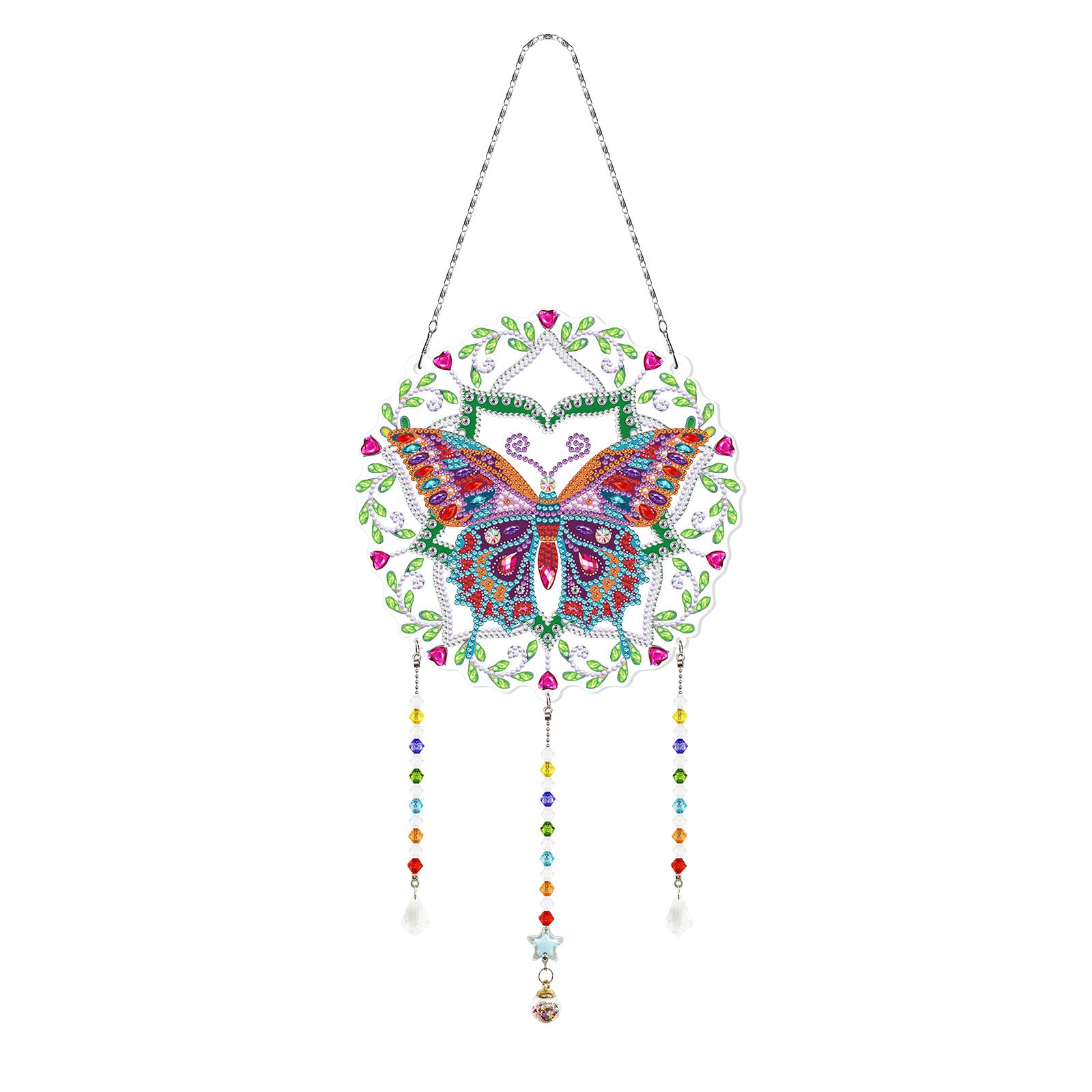 Ylkgogo Diamond Painting Kits for Adults DIY Wind Chime Suncatcher Crystal Gem Paint by Number Diamonds Hanging Ornament Home Wall Decor (Butterfly)
