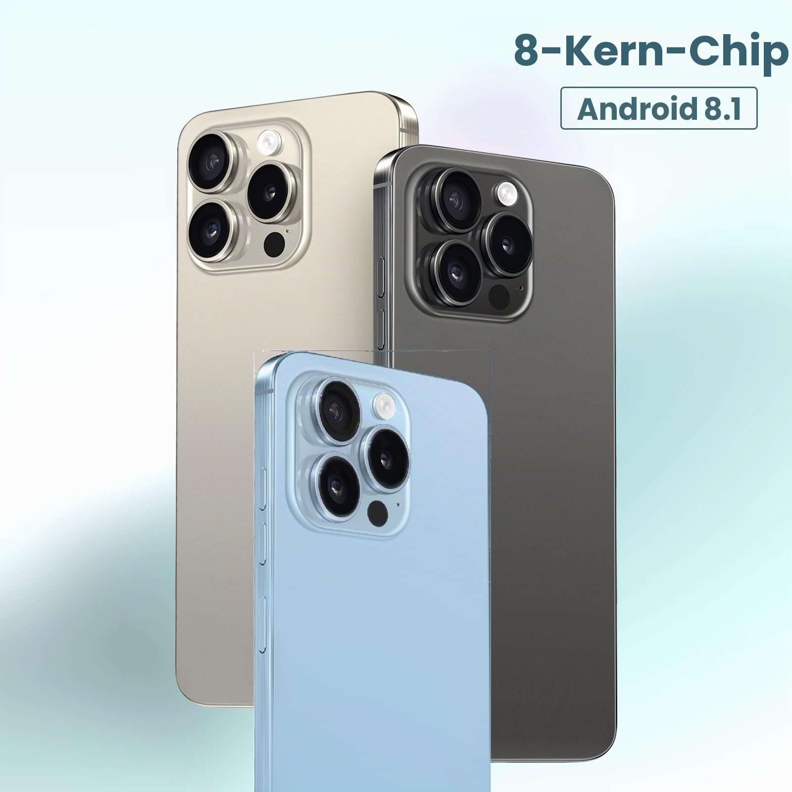 Handy ohne Vertrag, Unterstützung für 4G Network, 3GB RAM + 32GB ROM, TF-Karte erweiterter Speicher 256GB, Dual-Kamera, Dual-SIM, 8-Kern-Chip, 6,8-Zoll-Bildschirm, (Black, 6.8)