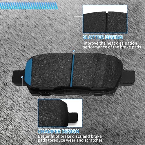 Image of Brake Pads Rear Set Compatible with Infiniti EX35 EX37 FX35 FX37 FX45 G25 G35 M35 Q40 Q50 Q60 Q70 QX50 QX60 QX70, Nissan Rogue Maxima Altima Rear Brakes Semi-Metallic D1393