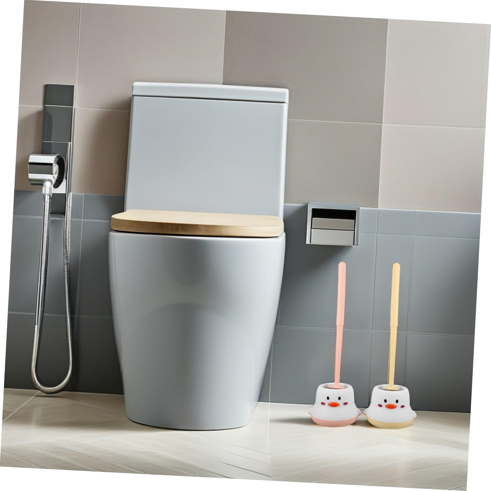 2 Piezas Escobilla de Baño con Base Práctica de Unidades Diseño Pared Mango para Limpieza Profunda de Rincones Herramienta Duradera de Plástico para Hogar y Uso Comercial