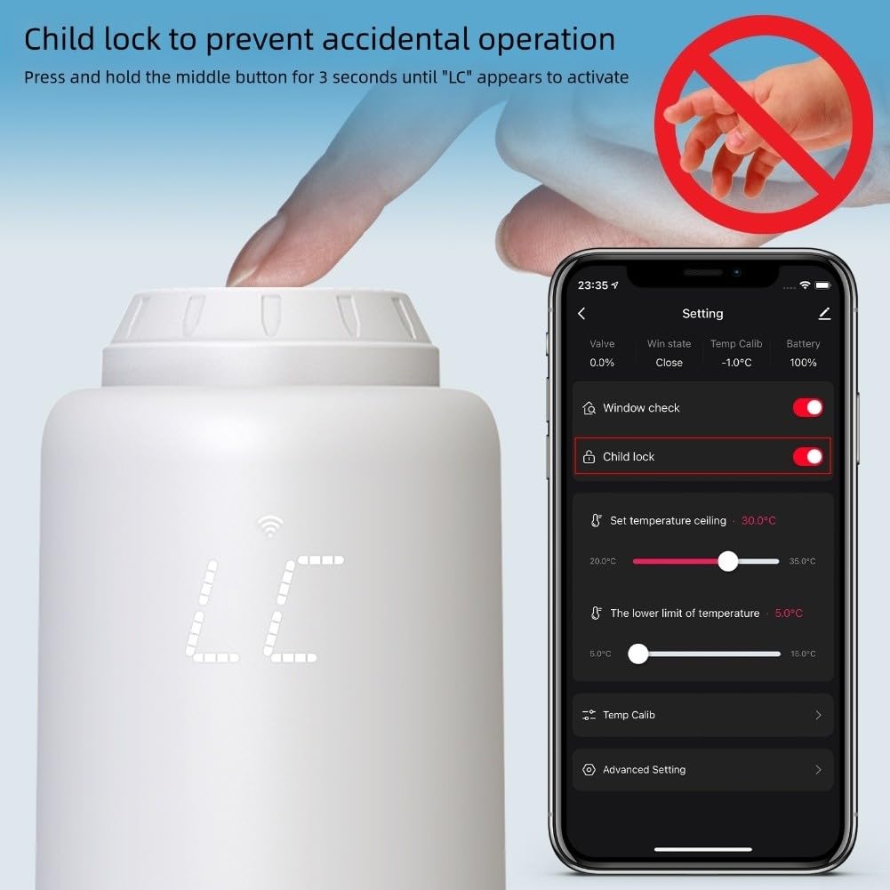 Valvole termostatiche WiFi, confezione da 3 valvole di controllo della temperatura per termosifone TRV, programmabili, per sistema di riscaldamento domestico intelligente, con app di controllo e