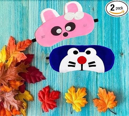JUZZII Velvet Cute Cartoon Sleeping Eye Shade Mask, Eye Mask for Men Women Girls Boys Kids - Mask.Model-No.27-11
