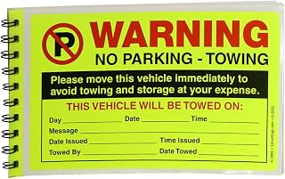 SmartSign Warning Parking Violation Stickers, Book of 50 Stickers, 5" x 8", Move Vehicle Immediately to Avoid Towing Sticker, Hard to Remove Write-On Tickets, Fluorescent Yellow