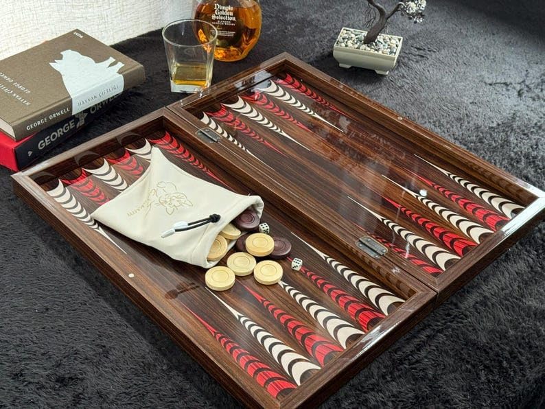 20" inch Large Backgammon Sets for Adults Chessmen Wooden Game Board Handmade Game Sets/Gift for Dad, Husband, Anniversary, Birthday