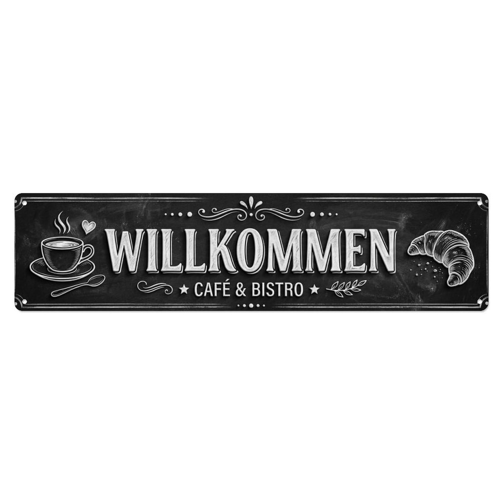 Chalkboard Cafe Bistro Welcome Metal Tin Sign