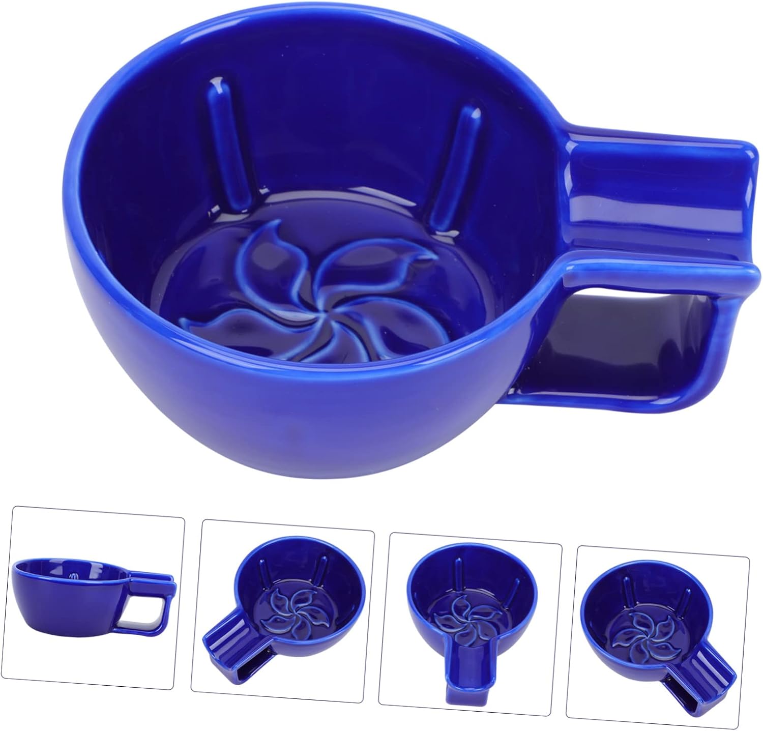 CALLARON 1pc Ceramic Shaving Bowl for Men and Practical Shaving Soap Container for Home Use Blue for Barber and Personal Grooming