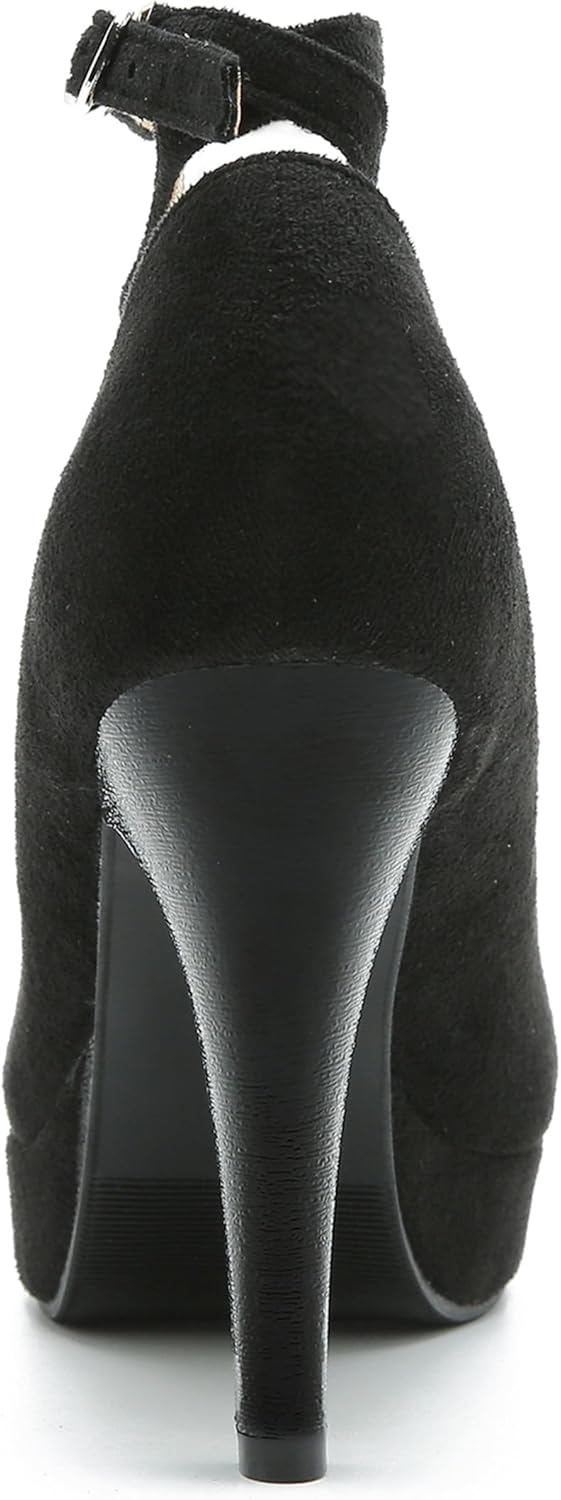 Women's Platform High Heel Pumps with Criss Cross Ankle Strap, Closed Toe, Dress Shoes - Image 6