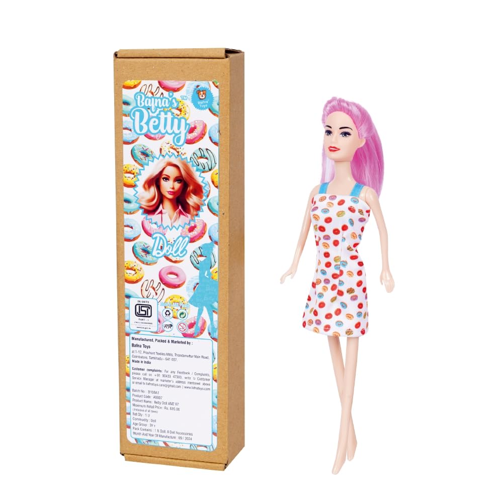 Bafnas Betty Polka Princess Dolls for Kids | Colorful Soft Hair | Moveable Arms and Legs | Suitable for 3+ Years | Diwali Gifts | Multicolor (B0DHY42T3M) Amazon Price History, Amazon Price Tracker