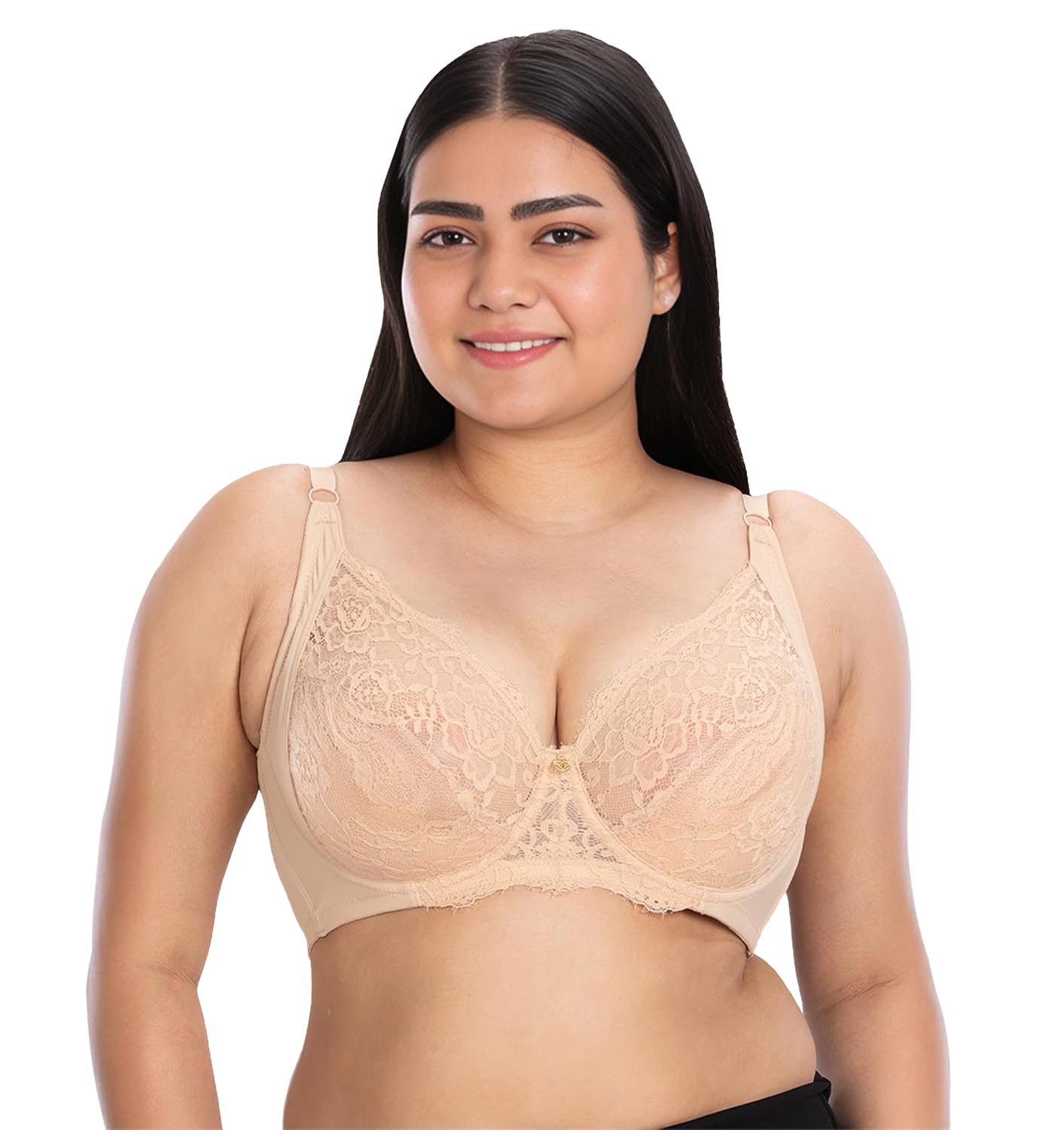 Seamed Lightly Padded Wired Lace Bra-image-27
