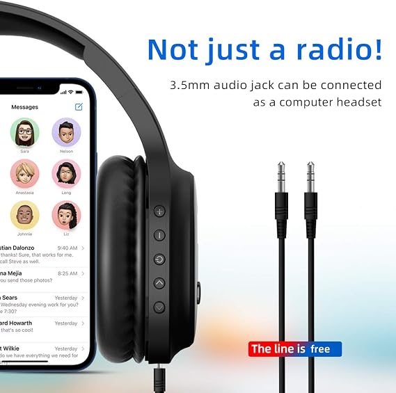 Rechargeable and Portable Personal FM Radio Headphones with Best Reception, Wireless Headset Radio Ear Muffs for Jogging, Mowing, Cycling, Meeting FM Receiver