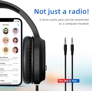 Rechargeable and Portable Personal FM Radio Headphones with Best Reception, Wireless Headset Radio Ear Muffs for Jogging, Mowing, Cycling, Meeting FM Receiver