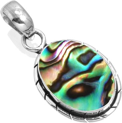 Genuine 925 Sterling Silver Handmade Jewelry Oval Agate, Lapis, Moonstone, Amber Chunky Natural Gemstone Boho Pendant Necklace For Women