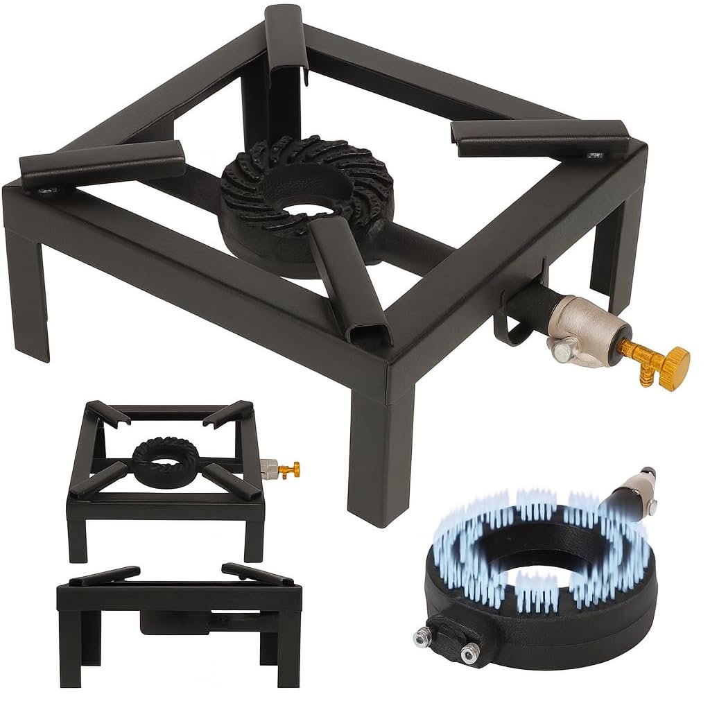 Fornellone a Gas da Esterno 8,5 kW Mod. STANDARD – Bruciatore Ghisa 140 Fori, Telaio Acciaio Verniciato, CE – 40x40 / 45x45 – Per Pomodori, Camping, Outdoor. (45x45)
