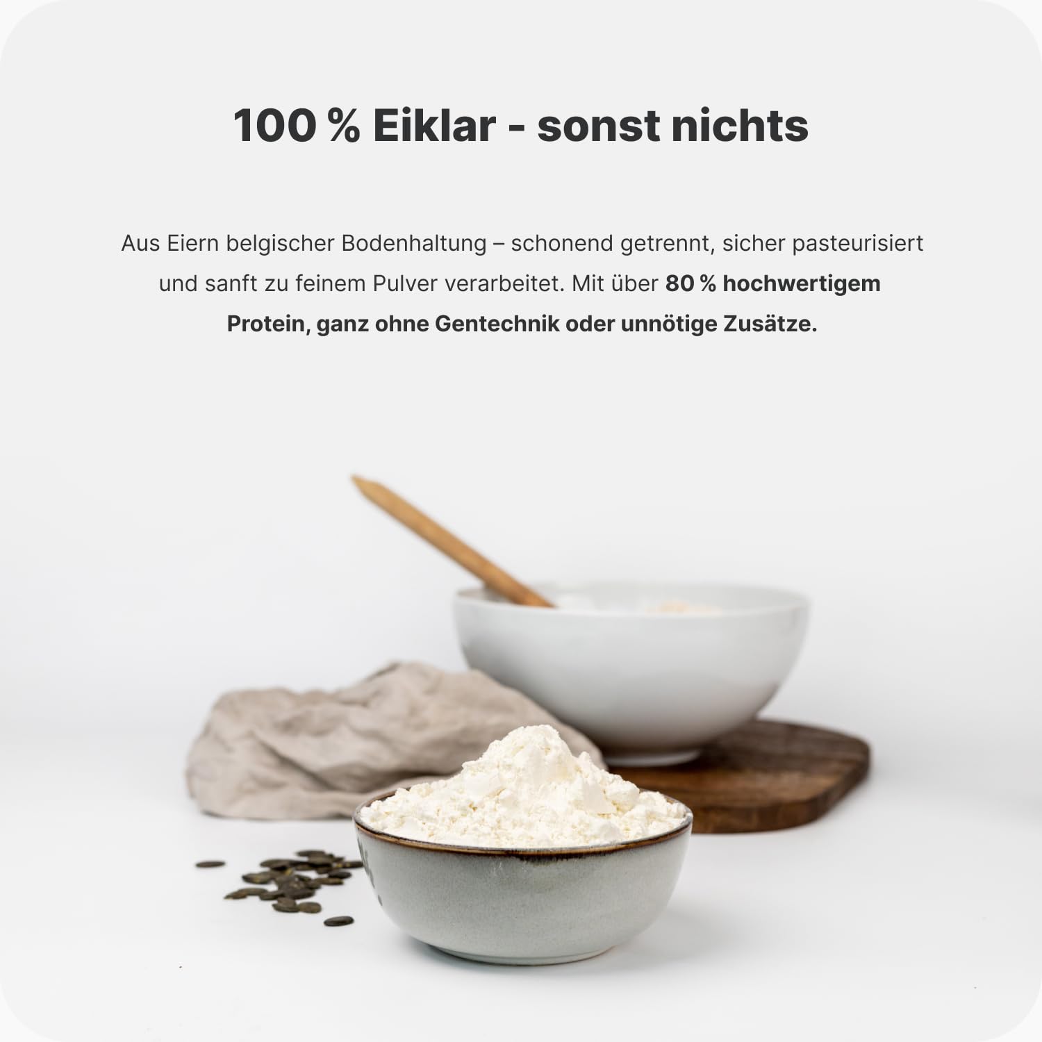Vilgain Eiklarpulver (500 g) Neutral – 100% Getrocknetes Eiweißpulver Ohne Zusatzstoffe, Pasteurisiertes Egg White Powder Zum Backen & Kochen, High Protein Low Carb Fitness Snack, GVO-Frei