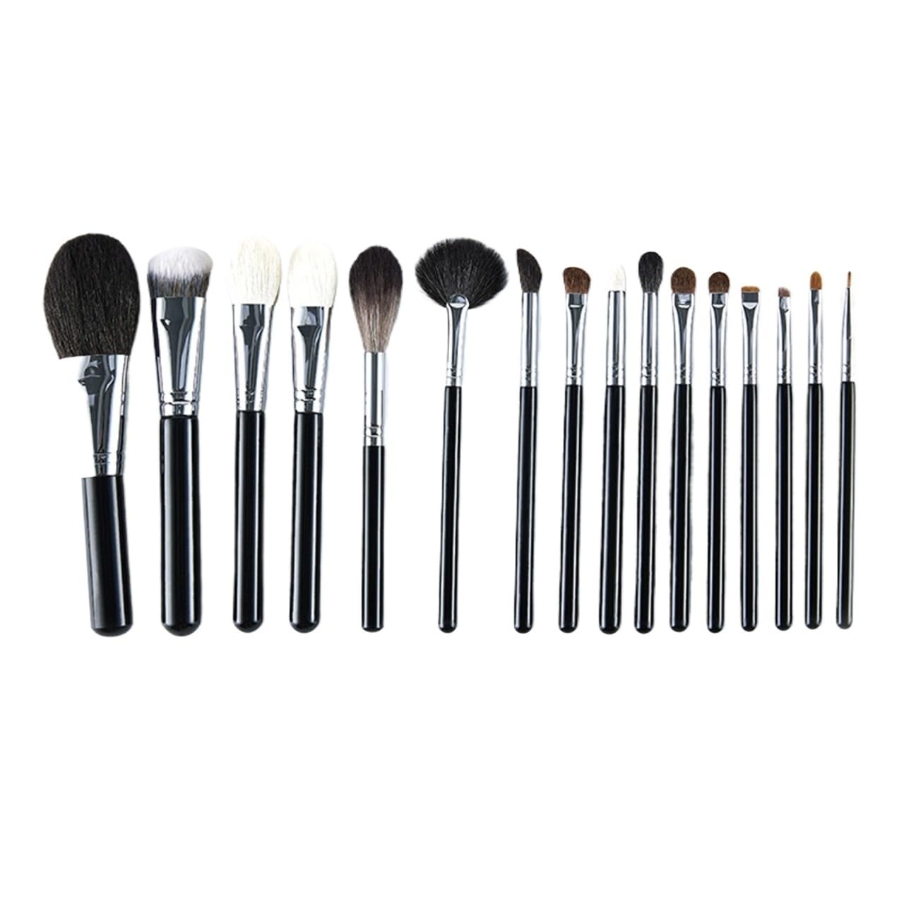 Make-up Pinsel Set Tragbares Set mit 16 Make-up-Pinseln feinen, leichten Spitzen Professional(Black)