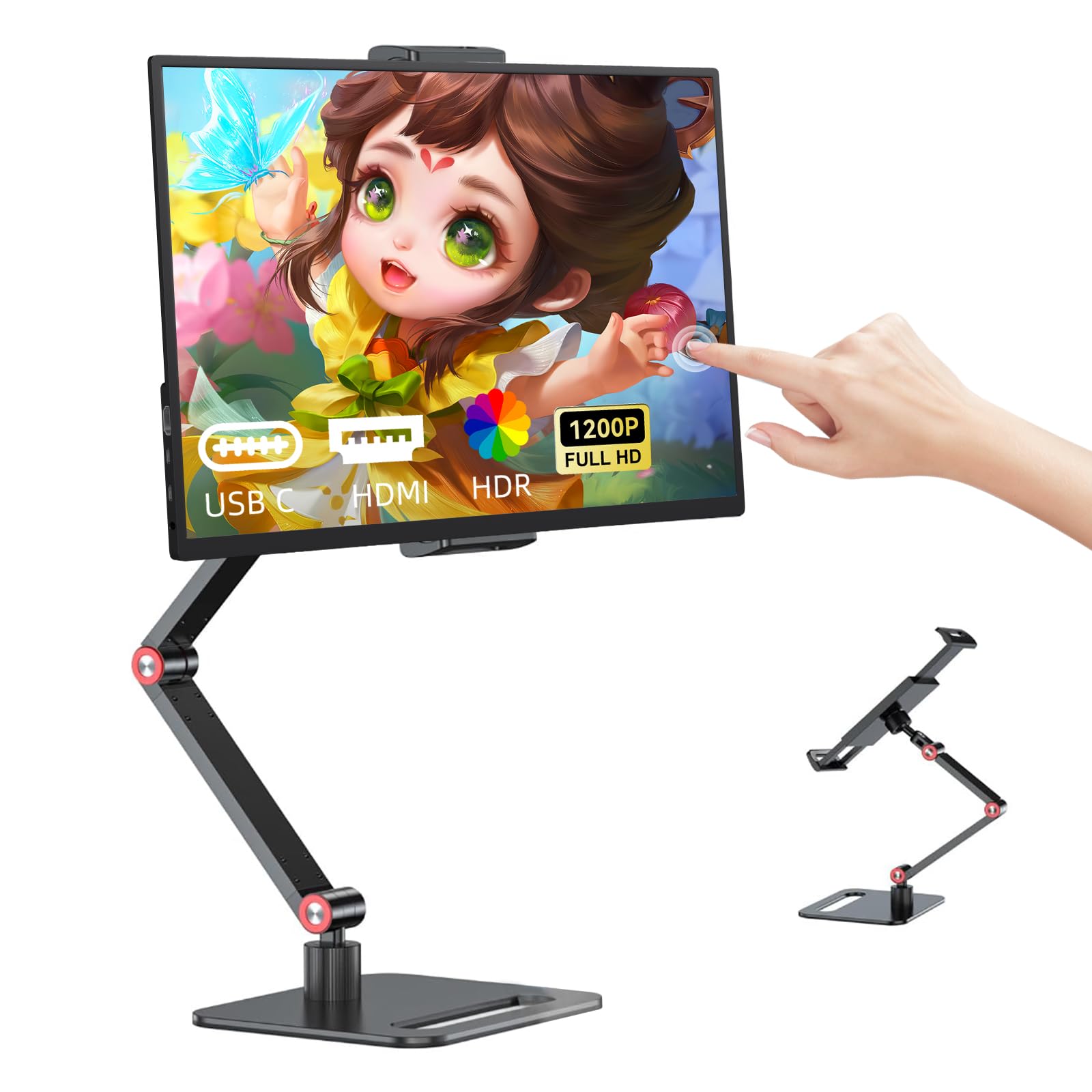 14 Zoll Touchscreen Tragbarer Monitor 1920X1200P Ultra Slim & Lightweight Randlos FHD IPS HDR Portable Gaming Laptop Traveling Sub Monitor für Laptop Mac PC Xbox PS4/5