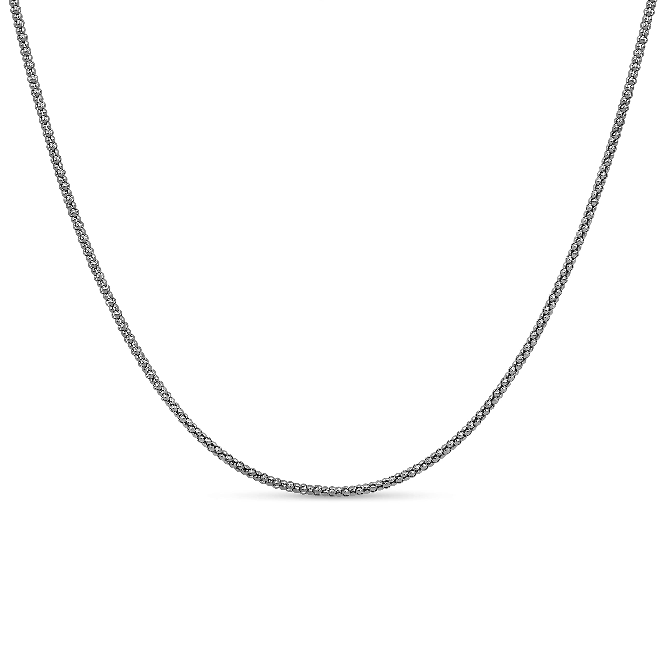 KEZEFCreations 925 Sterling Silver Antique Finish 2mm Coreana Popcorn Chain Necklace 18 Inch