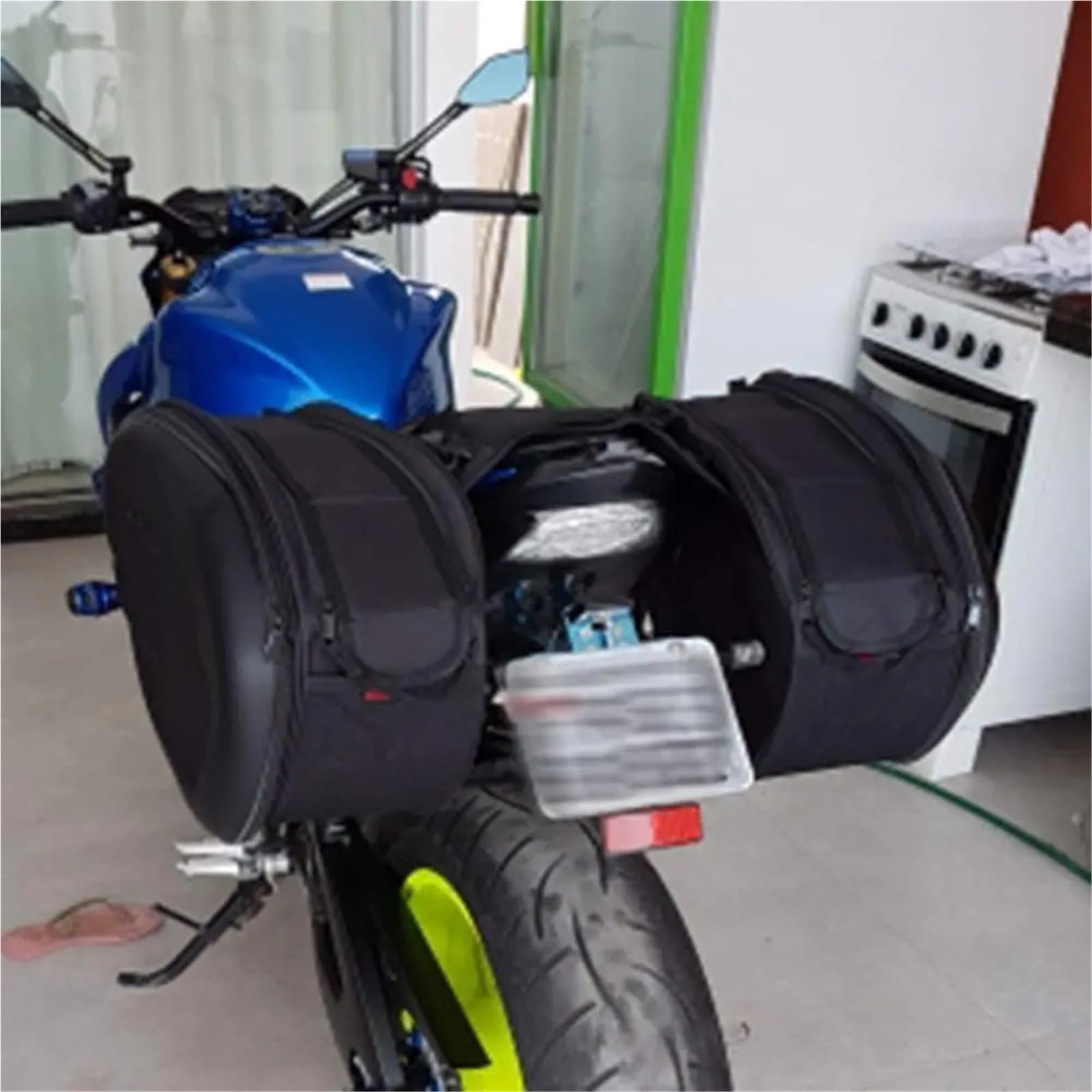 Borsa Gamba Moto Borsa da Sella Impermeabile per Moto/Borse da Viaggio per Casco Laterale per Moto + Copertura Antipioggia Un Paio Marsupio Gamba Moto(Oxford And Plastic)