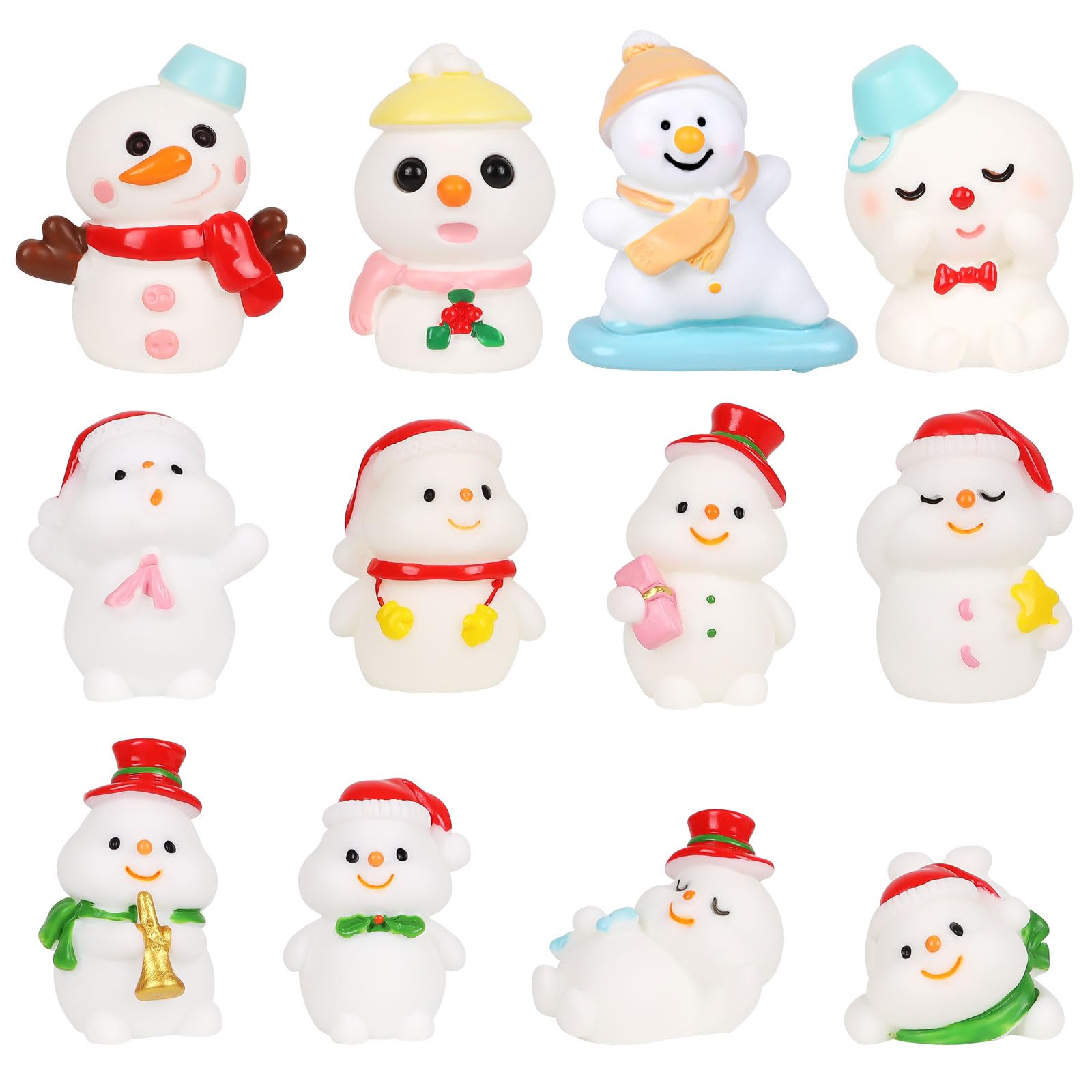 CCINEE クリスマス ミニチュア 置物 Xmas 雪だるま クリスマス飾り 樹脂3D 12PCS DIY 小物 プレゼント かわいい 室内/卓上/玄関飾り/盆栽