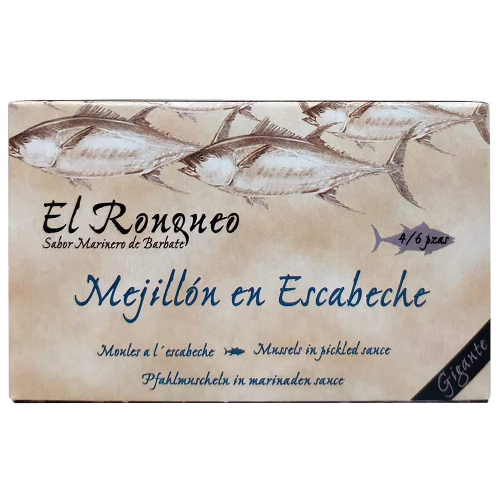 El Ronqueo Mejillones en Escabeche Gigantes 120 g (4/6 piezas) Conserva de Marisco Gourmet