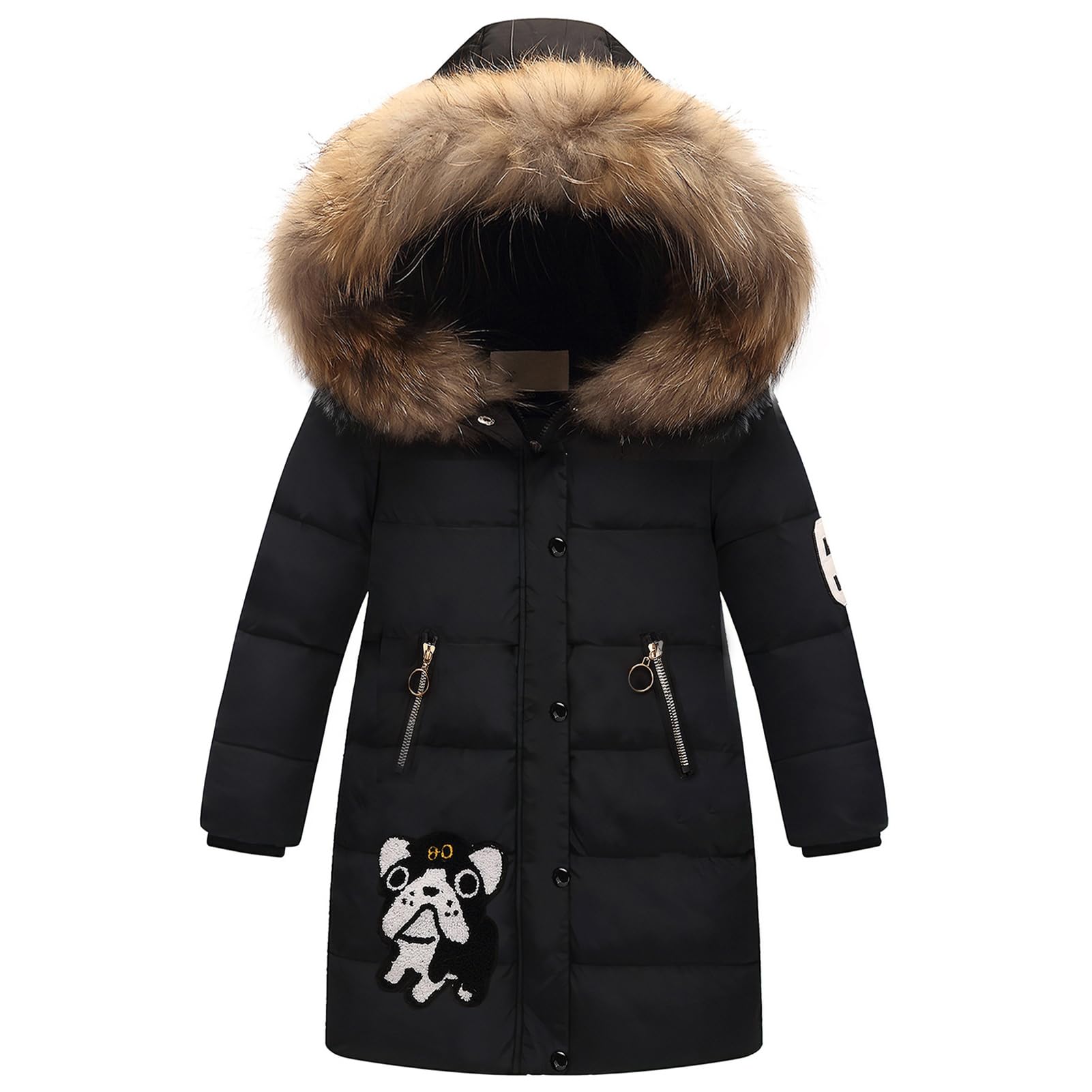 Enfant Fille Manteau d'Hiver Chaud mi Long Doudoune Epais Veste à Capuche Fourrure Matelassé Parka Coupe Vent