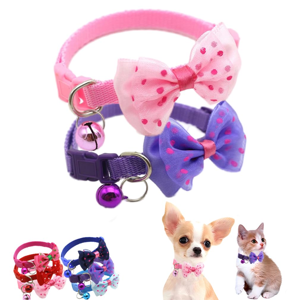 Collares XXS para perro con campana pajarita ajustable gatos pequeños