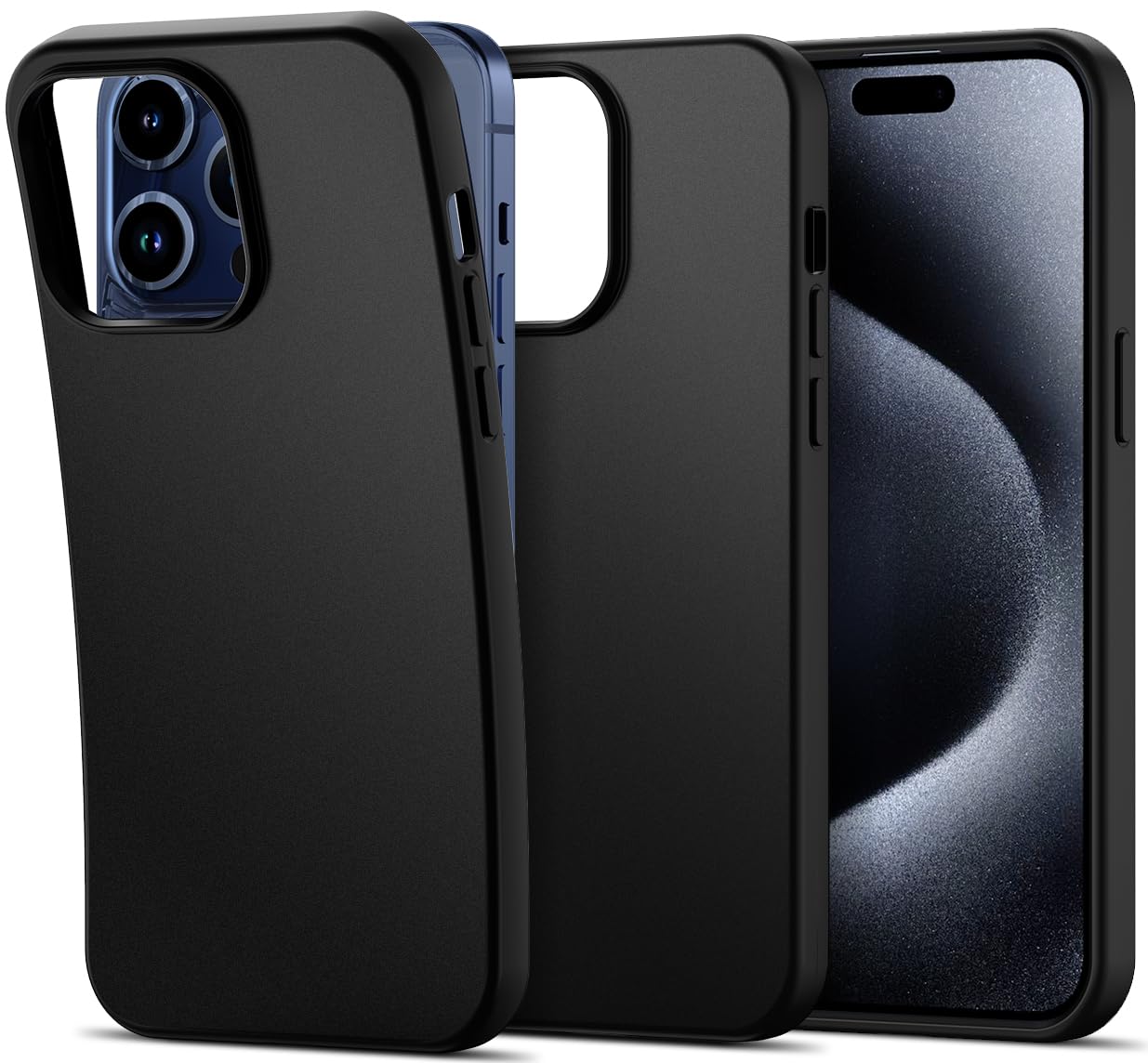 Aeska Case for iPhone 15 Pro Ultra [Slim Thin] Flexible Scratch Resistant TPU Shockproof Gel Rubber Soft Silicone Protective Phone Case Cover for iPhone 15 Pro 6.1'' (Matte Black)