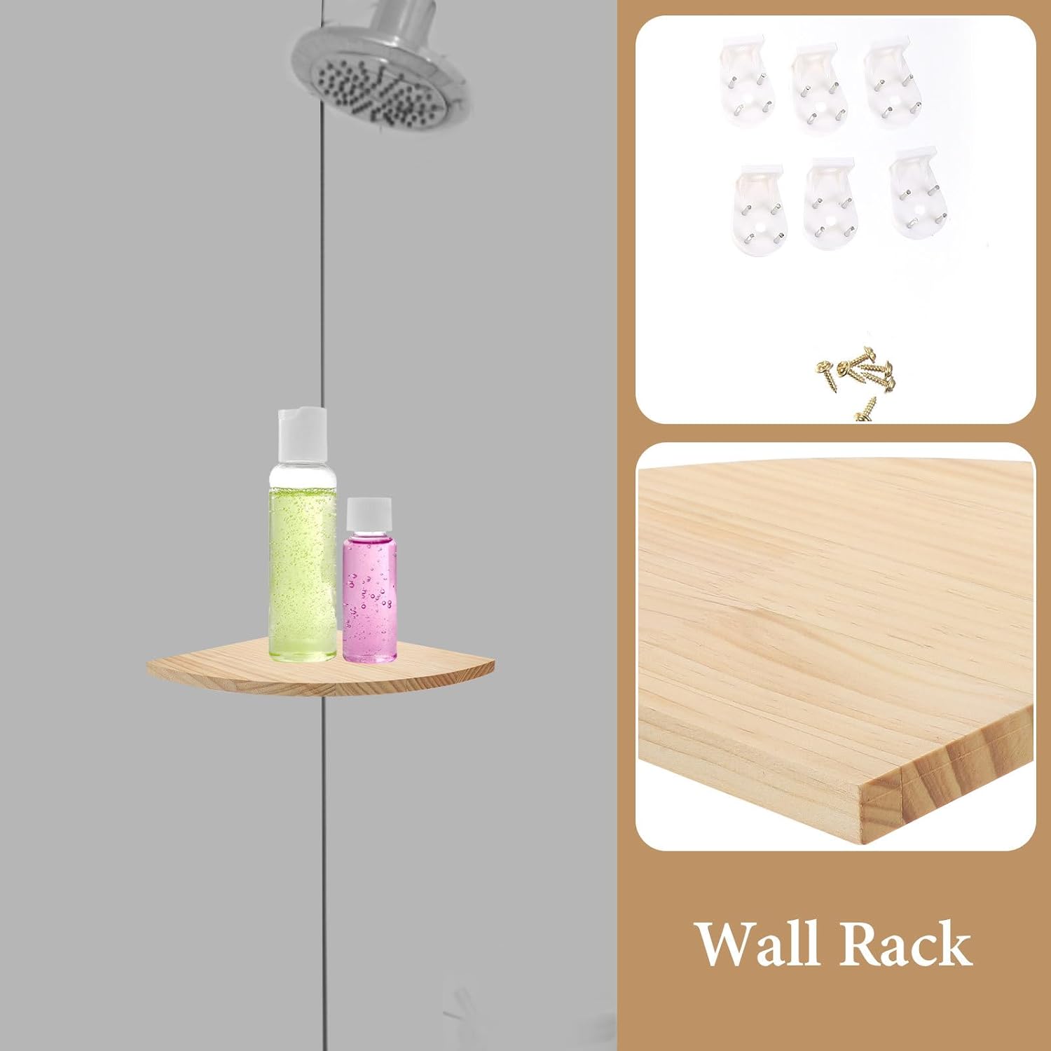 Operitacx Wall-Mounted Pine Wood Corner Shelf Medium 2pcs Triangular Storage Rack for Home Organization and Display in Living Room Kitchen Bathroom