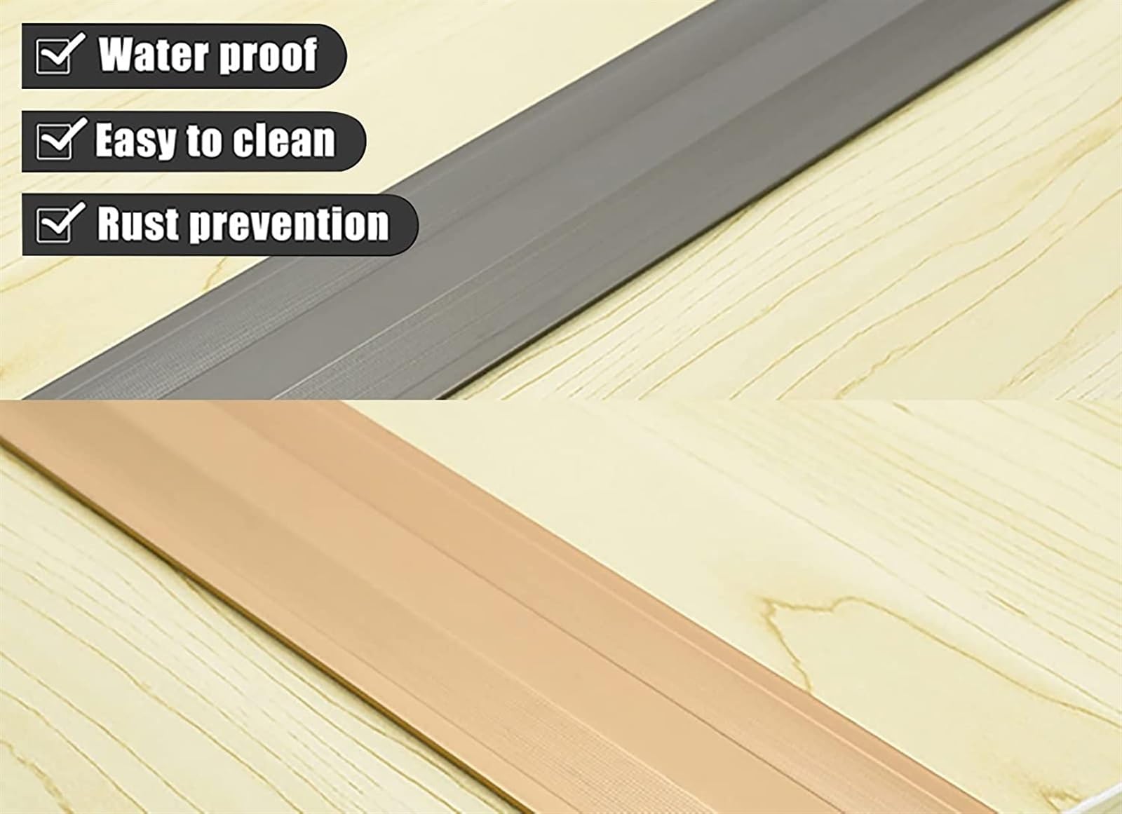 Profilo di Transizione, Striscia di Soglia, Riduttore da pavimento a laminato/legno a piastrelle, ideale for la copertura del collegamento degli spazi tra piastrelle(Gold)