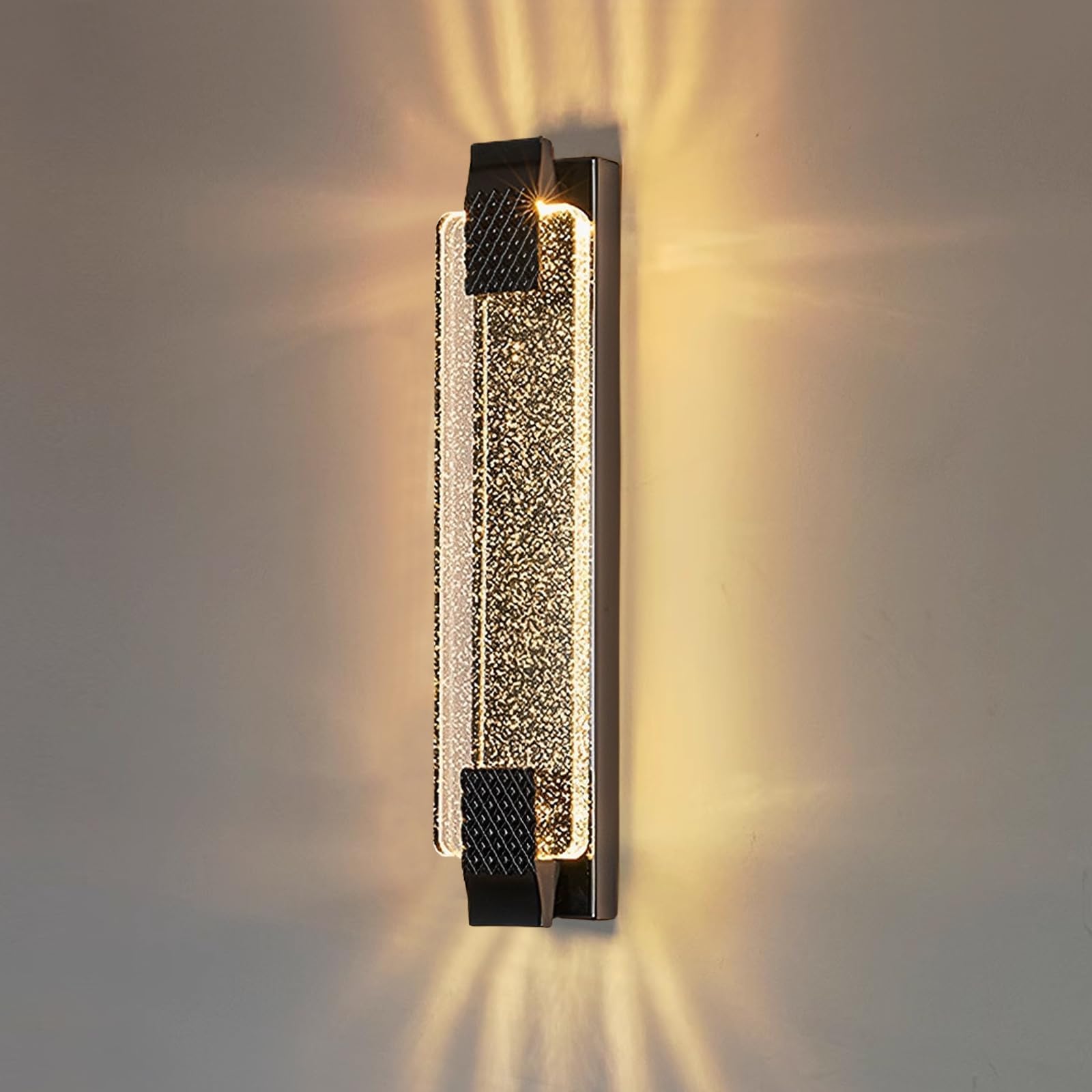 LED Wall Light Indoor Crystal Wall Lamp Contemporary Wall Lighting Fixtures Tri Color Wall Lights for Living Room,Kitchen,Bedroom,Bedside,Hallway,Stairs(Black Wall Lights) [Energy Class F]