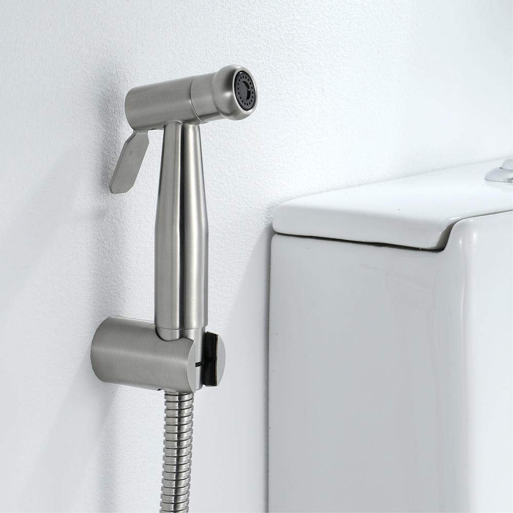 Doccia a Pioggia Musulmana in Acciaio Inossidabile con portagomma - Set di doccetta per Bagno, Rubinetto per WC, Montaggio a Parete