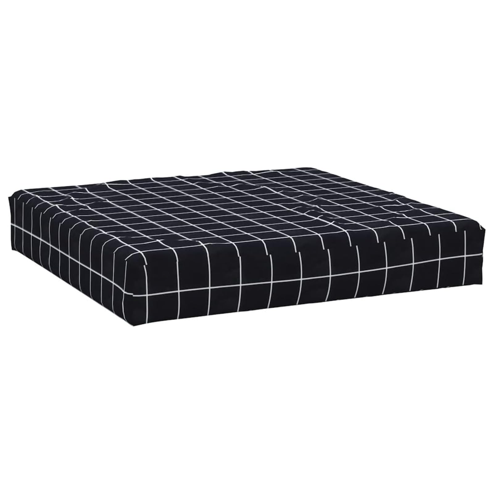 LAPOOH Poduszka na palety tkanina Oxford w kratkę czarna 60x60x8 cm, poduszka podłogowa, palety tarasowe, poduszki na zewnątrz