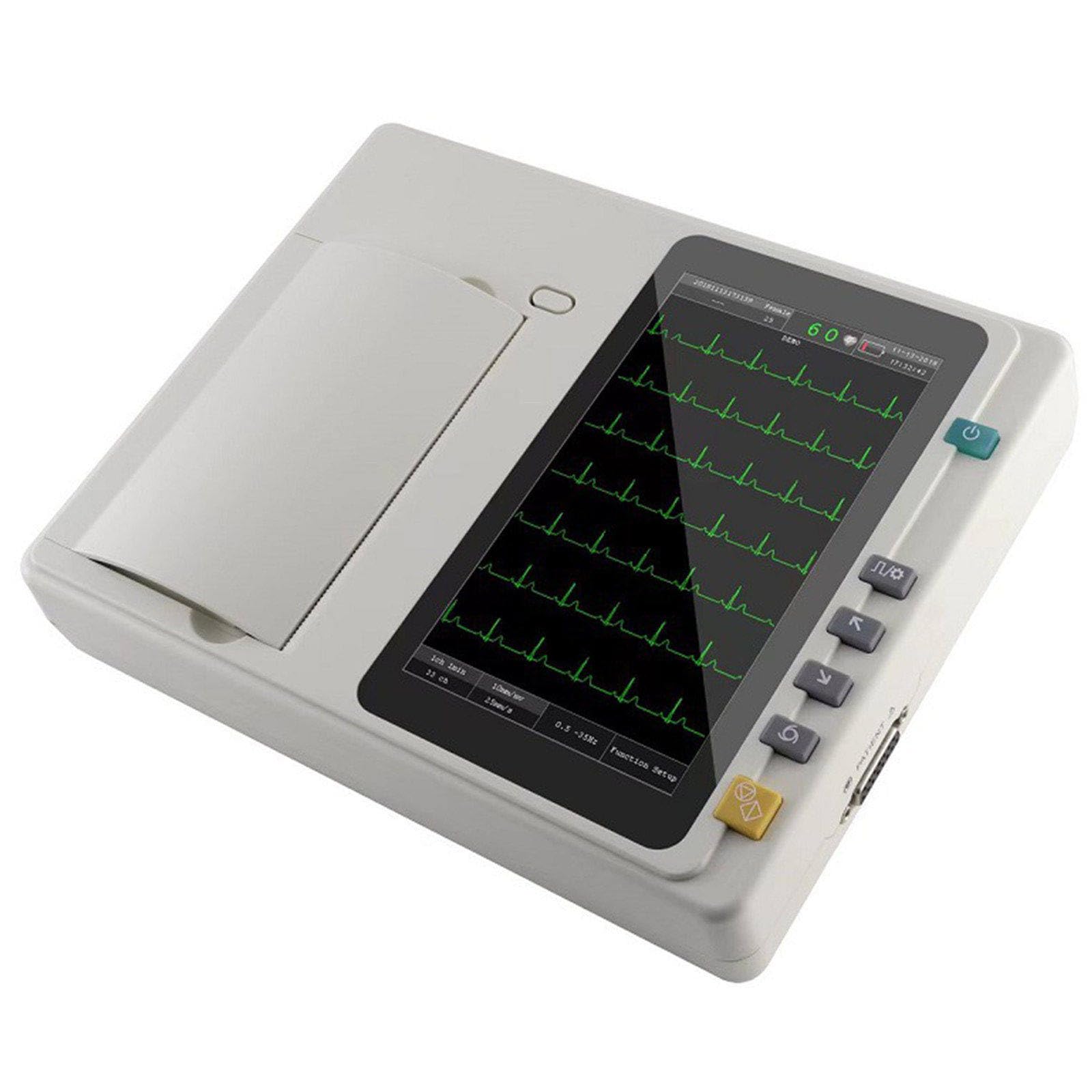 Moniteur Ecg Portable Avec Papier D'impression, Appareil Ecg 3 Canaux 12 Dérivations, écran Tactile 7 Pouces, électrocardiographe Portable Avec Logiciel, Mise à Jour Logicielle via USB/Carte Sd