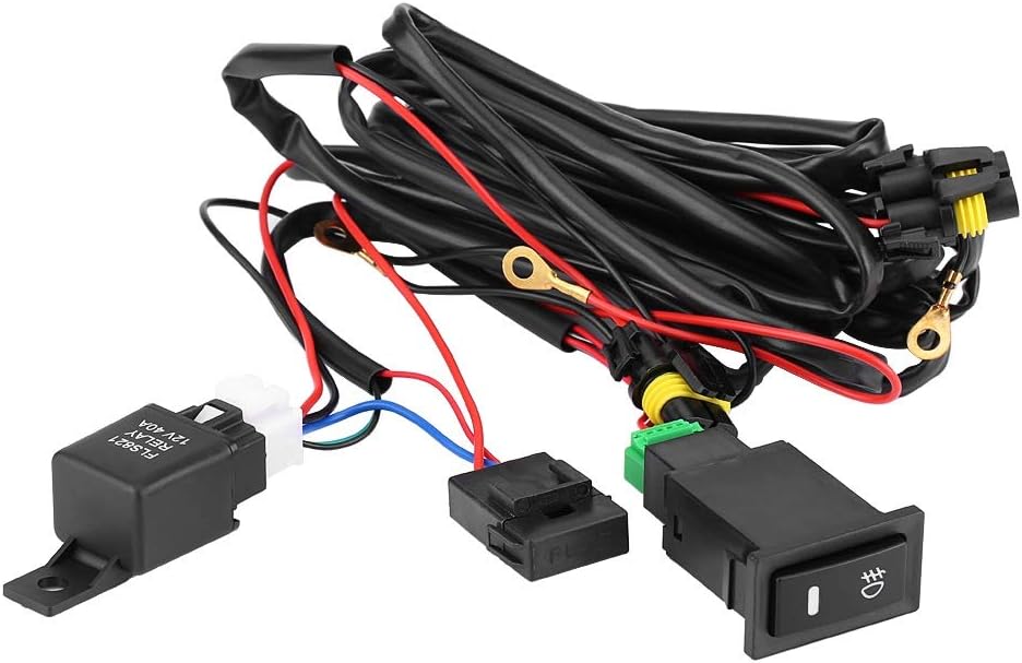 Fog Light Switch Wiring Kit 12V Universal Car LED Fog Light, On/Off Switch Wiring Harness Fuse Relay Kit