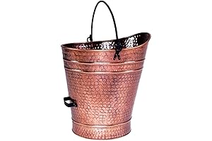 Antique Copper Plated Wrought Iron Coal Bucket: Your Fireplace Essential