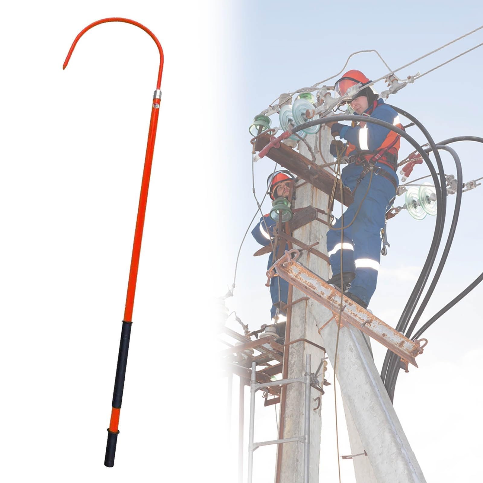 GHHVFEC Lightweight Insulated Rescue Stick - Reinforced Fiberglass Handle, Anti-Electrocution Pole for Emergency Electric Vehicle Rescue, Essential Safety Tool for First Responders