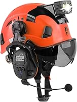 Vista 10 de Casco de seguridad con visera GREEN DEVIL con orejeras Bluetooth y faro 5 en 1 Protección completa Cascos de Construcción con ventilación Hardhat