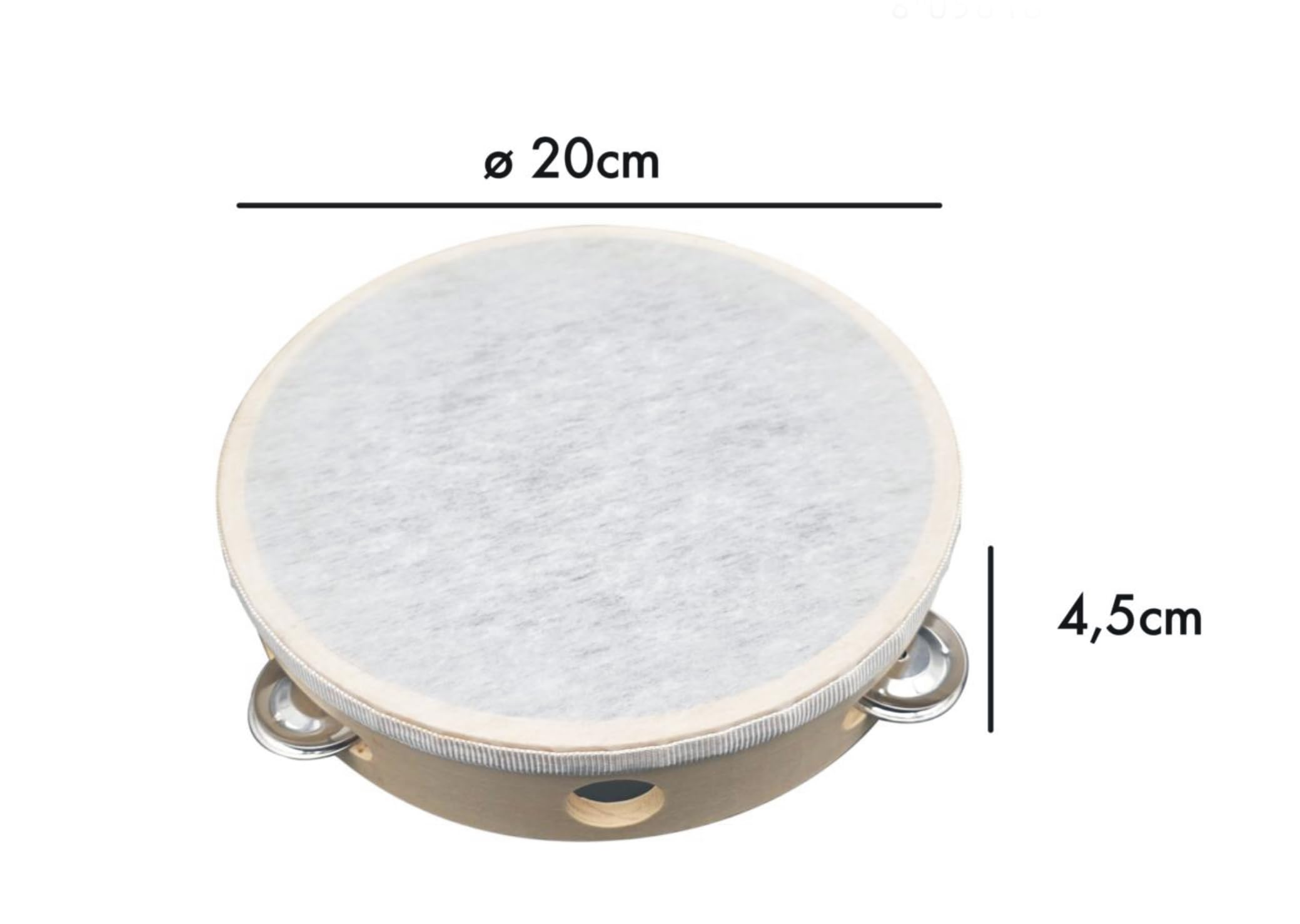 10 Tamburello Cembalo in Legno con Sonagli in Metallo 20 cm Diametro, Segnaposto, Stampabile, Struttura portante in legno, Vendita Relativa a 10 Pezzi