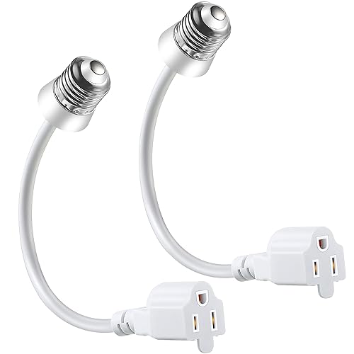 Adaptador de enchufe de luz de 3 tomas, convierte el enchufe de bombilla E26E27 a toma de 3 clavijas con cable de extensión, convertidor de enchufe
