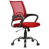 Office Chair Ergonomic Cheap Desk Chair Mesh Computer Chair Lumbar Support Modern Executive Adjustable Stool Rolling Swivel Chair for Back Pain (Red)
